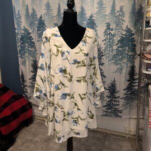 Entro Long Sleeve Blue Floral Mini Dress – Size S